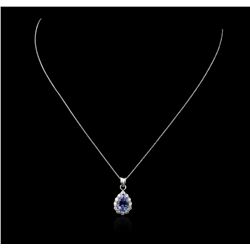 14KT White Gold 2.43ct Tanzanite and Diamond Pendant With Chain