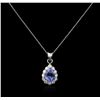 Image 2 : 14KT White Gold 2.43ct Tanzanite and Diamond Pendant With Chain