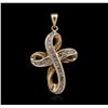Image 2 : 14KT Yellow Gold 0.35ctw Diamond Cross Pendant With Chain