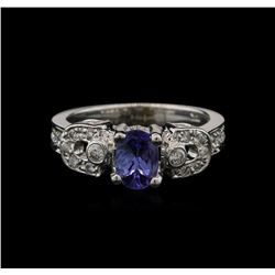 0.82ct Tanzanite and Diamond Ring - 14KT White Gold