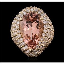 14KT Yellow Gold 10.83ct Morganite and Diamond Ring