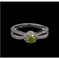 0.72ctw Yellow Diamond Ring - 14KT White Gold