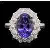 Image 1 : 14KT White Gold 5.21ct Tanzanite and Diamond Ring