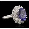 Image 2 : 14KT White Gold 5.21ct Tanzanite and Diamond Ring