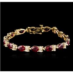 14KT Yellow Gold 11.40ctw Ruby and Diamond Bracelet