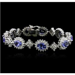 14KT White Gold 13.14ctw Tanzanite and Diamond Bracelet