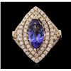 Image 1 : 14KT Yellow Gold 2.45ct Tanzanite and Diamond Ring