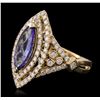 Image 2 : 14KT Yellow Gold 2.45ct Tanzanite and Diamond Ring