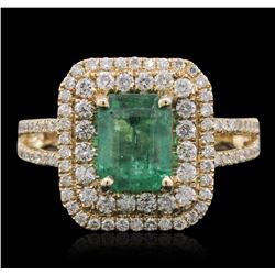 14KT Yellow Gold 1.26ct Emerald and Diamond Ring