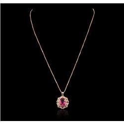 14KT Rose Gold 2.25ct Tourmaline and Diamond Pendant With Chain