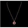 Image 1 : 14KT Rose Gold 2.25ct Tourmaline and Diamond Pendant With Chain