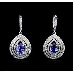 14KT White Gold 2.62ctw Tanzanite and Diamond Earrings