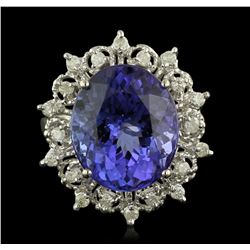 14KT White Gold 11.08ct GIA Certified Tanzanite and Diamond Ring