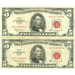 1963 $5 Red Seal Bill Lot of 2