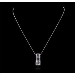 14KT White Gold 1.18ct Sapphire and Diamond Pendant With Chain