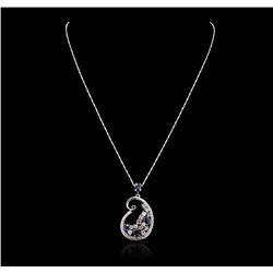 14KT White Gold 1.88ctw Sapphire and Diamond Pendant With Chain