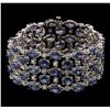 Image 1 : 62.40ctw Blue Sapphire and Diamond Bracelet - 14KT White Gold