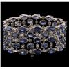 Image 2 : 62.40ctw Blue Sapphire and Diamond Bracelet - 14KT White Gold