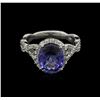 Image 1 : 3.03ct Tanzanite and Diamond Ring - 14KT White Gold