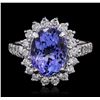 Image 1 : 14KT White Gold 3.63ct Tanzanite and Diamond Ring