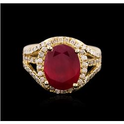 14KT Yellow Gold 5.36ct Ruby and Diamond Ring