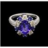 Image 1 : 2.43ct Tanzanite, Blue Sapphire and Diamond Ring - 14KT White Gold