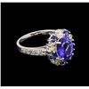 Image 2 : 2.43ct Tanzanite, Blue Sapphire and Diamond Ring - 14KT White Gold