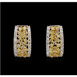 3.38ctw Fancy Yellow Diamond Earrings - 14KT Two-Tone Gold