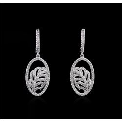 1.03ctw Diamond Dangle Earrings - 14KT White Gold