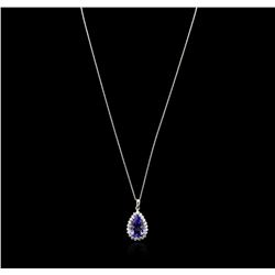 14KT White Gold 7.48ct Tanzanite and Diamond Pendant With Chain