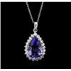 Image 2 : 14KT White Gold 7.48ct Tanzanite and Diamond Pendant With Chain