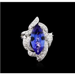 14KT White Gold 3.92ct Tanzanite and Diamond Ring