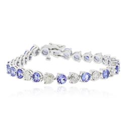 14KT White Gold 12.69ctw Tanzanite and Diamond Bracelet