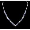 Image 1 : 14KT White Gold 15.40ctw Tanzanite and Diamond Necklace