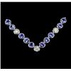 Image 2 : 14KT White Gold 15.40ctw Tanzanite and Diamond Necklace