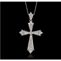 14KT White Gold 1.50ctw Diamond Cross Pendant With Chain