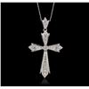 Image 1 : 14KT White Gold 1.50ctw Diamond Cross Pendant With Chain