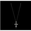 Image 2 : 14KT White Gold 1.50ctw Diamond Cross Pendant With Chain