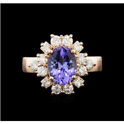 2.08ct Tanzanite and Diamond Ring - 14KT Rose Gold