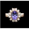 Image 1 : 2.08ct Tanzanite and Diamond Ring - 14KT Rose Gold