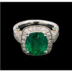 4.63ctw Emerald and Tsavorite Ring - 14KT White Gold