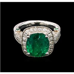 4.63ctw Emerald and Tsavorite Ring - 14KT White Gold