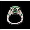 Image 3 : 4.63ctw Emerald and Tsavorite Ring - 14KT White Gold
