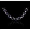 Image 2 : 14KT White Gold 73.04ctw Sapphire and Diamond Necklace