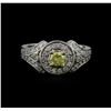 Image 1 : 0.95ctw Yellow Diamond Ring - 14KT White Gold