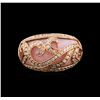 Image 1 : 14KT Rose Gold 3.85ct Pink Opal and Diamond Ring