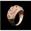 Image 3 : 14KT Rose Gold 3.85ct Pink Opal and Diamond Ring