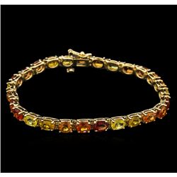 15.35ctw Multi Color Sapphire Bracelet - 14KT Yellow Gold