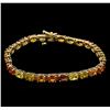 Image 1 : 15.35ctw Multi Color Sapphire Bracelet - 14KT Yellow Gold