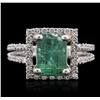 Image 1 : 18KT White Gold 2.84ct Emerald and Diamond Ring